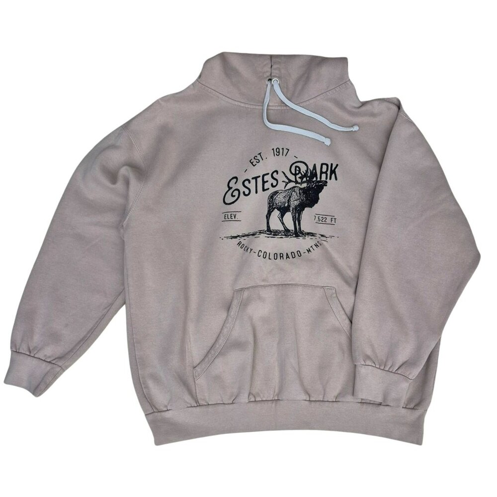 Vintage Fleece MV Sport  Estes Park Colorado Hoodie Size XL Beige